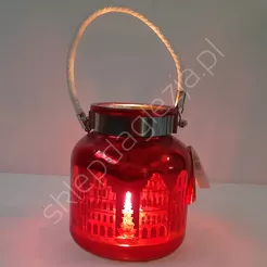 Świecznik szklany 16cm z uchwytem