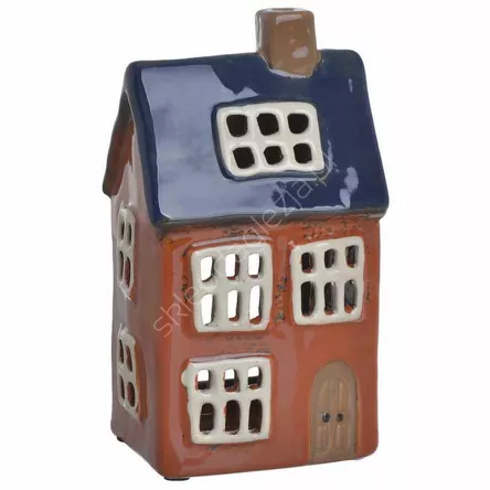 Domek ceramiczny brązowo - niebieski 