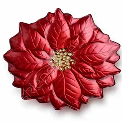 Talerz szklany Gwiazda betlejemska czerwona 31,5cm