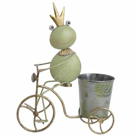 Metalowa żaba na rowerze 41cm
