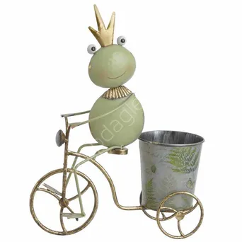Metalowa żaba na rowerze 41cm
