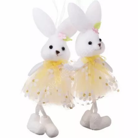 Tekstylny zając wiszący 2szt żółty