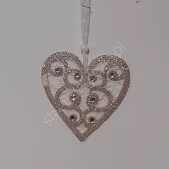 Zawieszka Serce koronkowe z kryształkami