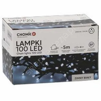 Lampki 100 LED białe zimne dł. 3+5m