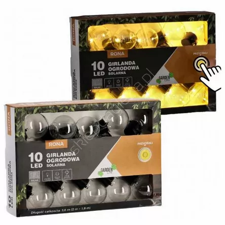 Lampa solarna girlanda dł. 2+1,8m 10LED RONA ciepły biały