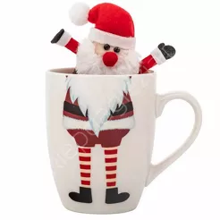 Kubek świąteczny z maskotką Mikołaj 340ml