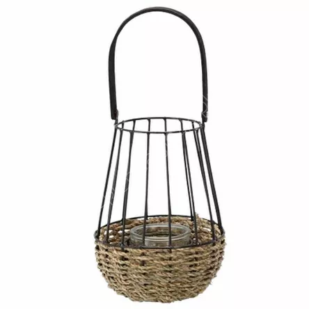 Lampion metalowy 22/37cm z wkładem szklanym