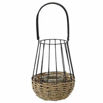 Lampion metalowy 22/37cm z wkładem szklanym