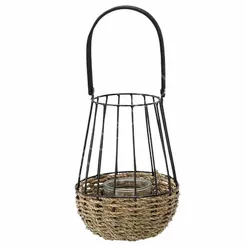 Lampion metalowy 22/37cm z wkładem szklanym