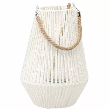 Lampion pleciony h35 biały z wkładem szklanym