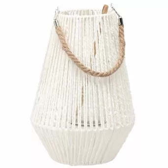 Lampion pleciony h35 biały z wkładem szklanym