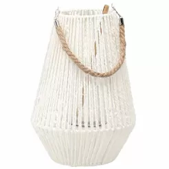 Lampion pleciony h35 biały z wkładem szklanym