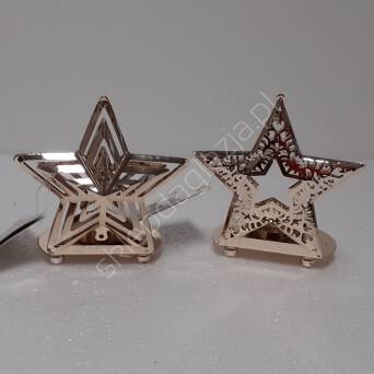 Świecznik Gwiazda metalowa złota tealight 11cm