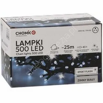 Lampki 500 LED białe zimne + zimny flash dł. 3+25m