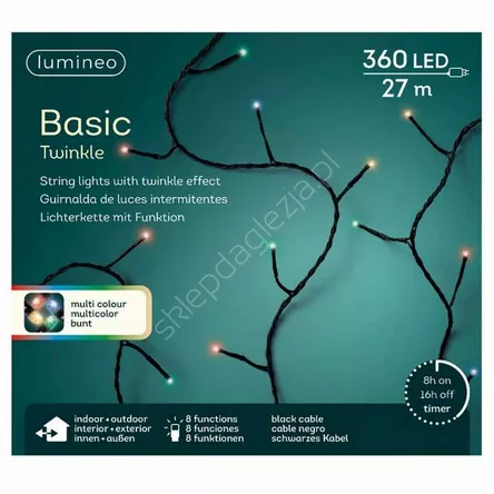 Lampki 360 LED kolor 27m sterownik