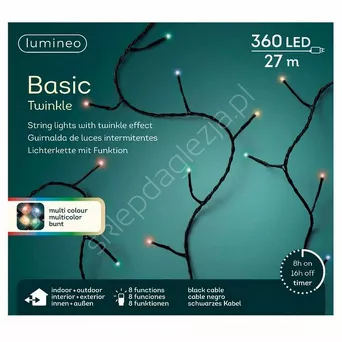 Lampki 360 LED kolor 27m sterownik