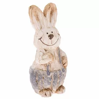Zając ceramiczny w niebieskich spodniach 12/144