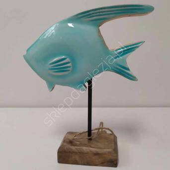 Ryba drewniana na podstawie niebieska 19x5x16cm