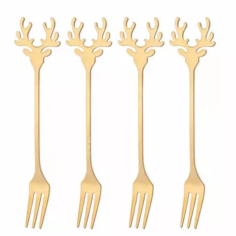 Widelczyk Głowa Renifera złoto 4szt