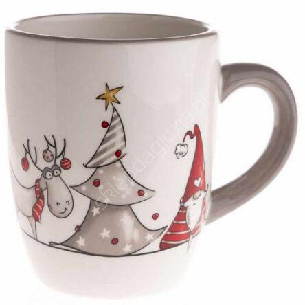 Kubek ceramiczny renifer, Mikołaj i choinka 350ml BN