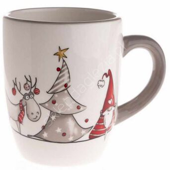 Kubek ceramiczny renifer, Mikołaj i choinka 350ml BN