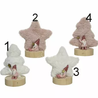 Mikołaj na drewnianej z sercem/gwiazdą 15cm