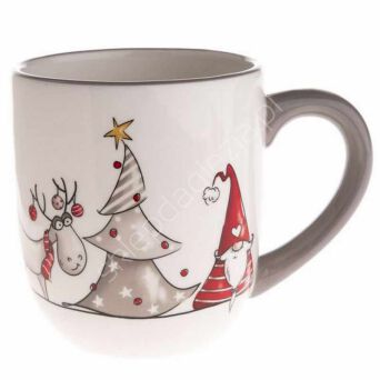 Kubek ceramiczny renifer, Mikołaj i choinka 550ml BN