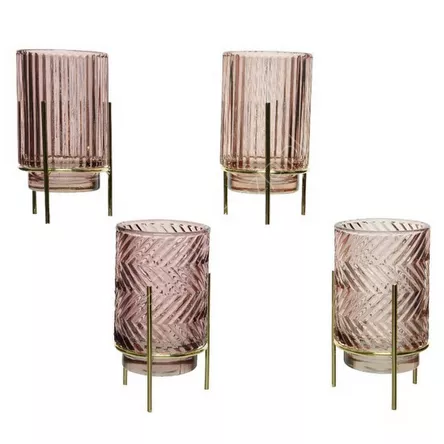 Świecznik szklany walec na stojaku 15,5cm