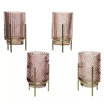 Świecznik szklany walec na stojaku 15,5cm