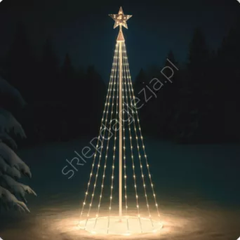 Choinka LED180cm białe ciepłe z gwiazdą 320