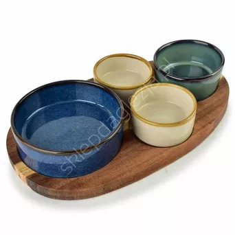 Miseczka do dipów z deską 4 szt.