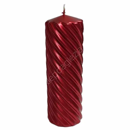 Świeca Walec 70*200 metalizowana twist czerwona