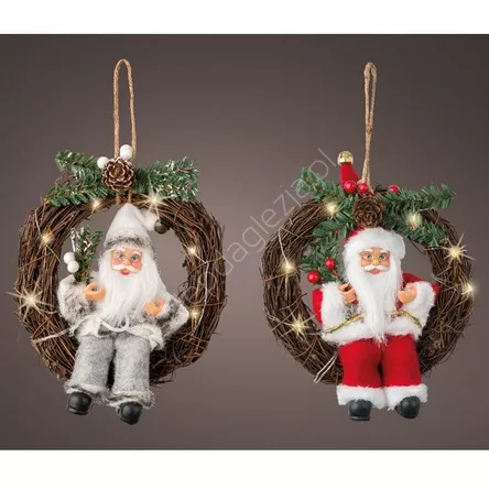 Mikołaj w obręczy Led 20cm