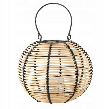 Lampion drewniany 2924cm naturalno-czarny