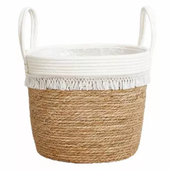 Wiklina Koszyk z trawy morskiej z frędzlami 28x20x26/36cm