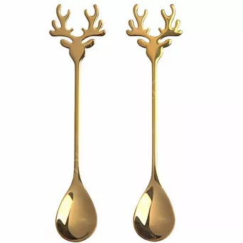 Łyżeczka świąteczna głowa renifera złota 2szt