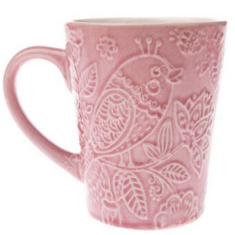 Kubek ceramiczny różowy ptaszek 316ml
