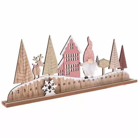 Kalendarz adwentowy drewniany ze skrzatem