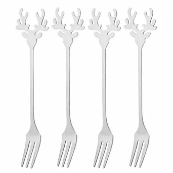 Widelczyk Głowa Renifera srebro 4szt