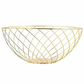 Koszyk metalowy na owoce skręcony złoty 28x12cm