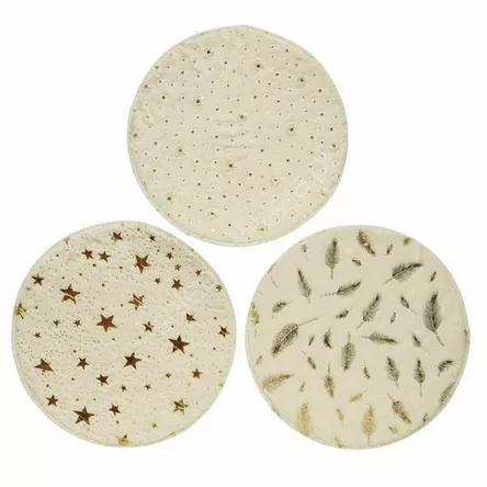 Mata stołowa futerkowa biała w gwiazdki 32,5cm