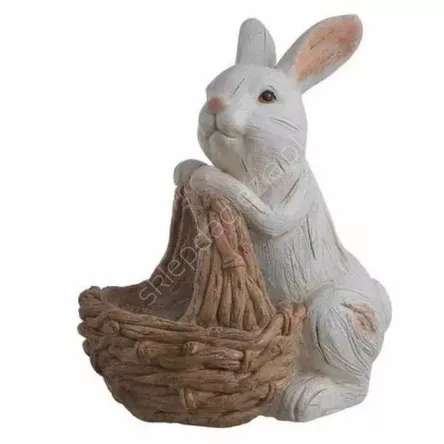 Zając ceramiczny z koszem