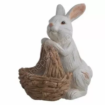 Zając ceramiczny z koszem