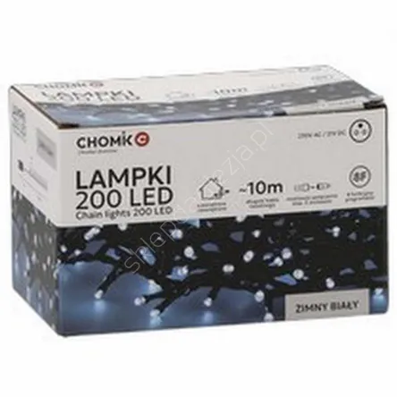 Lampki 200 LED białe zimne dł. 3+10m