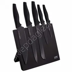 Komplet noży czarnych z listwa magnetyczną 5szt