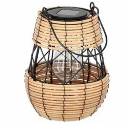 Lampion solarny czarno- beżowy 23cm