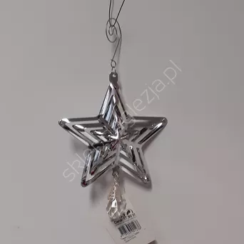 Zawieszka gwiazdka srebrna z kryształem 3D 13cm