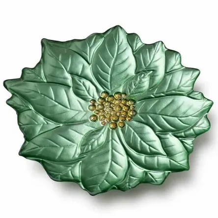 Talerz szklany Gwiazda betlejemska zielona 31,5cm