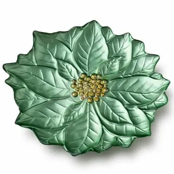 Talerz szklany Gwiazda betlejemska zielona 31,5cm
