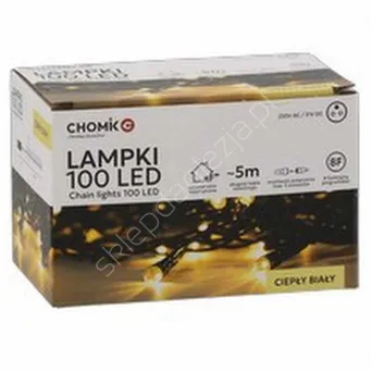 Lampki 100 LED białe ciepłe dł. 3+5m